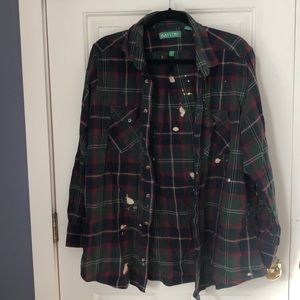 Oversized, distressed flannel!